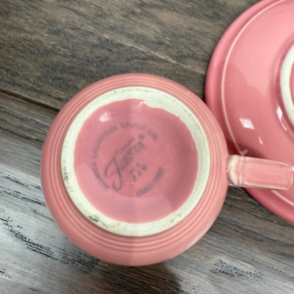 Fiesta Homer Laughlin‎ Pink Ceramic Coffee Cup and Saucer Set Lead Free